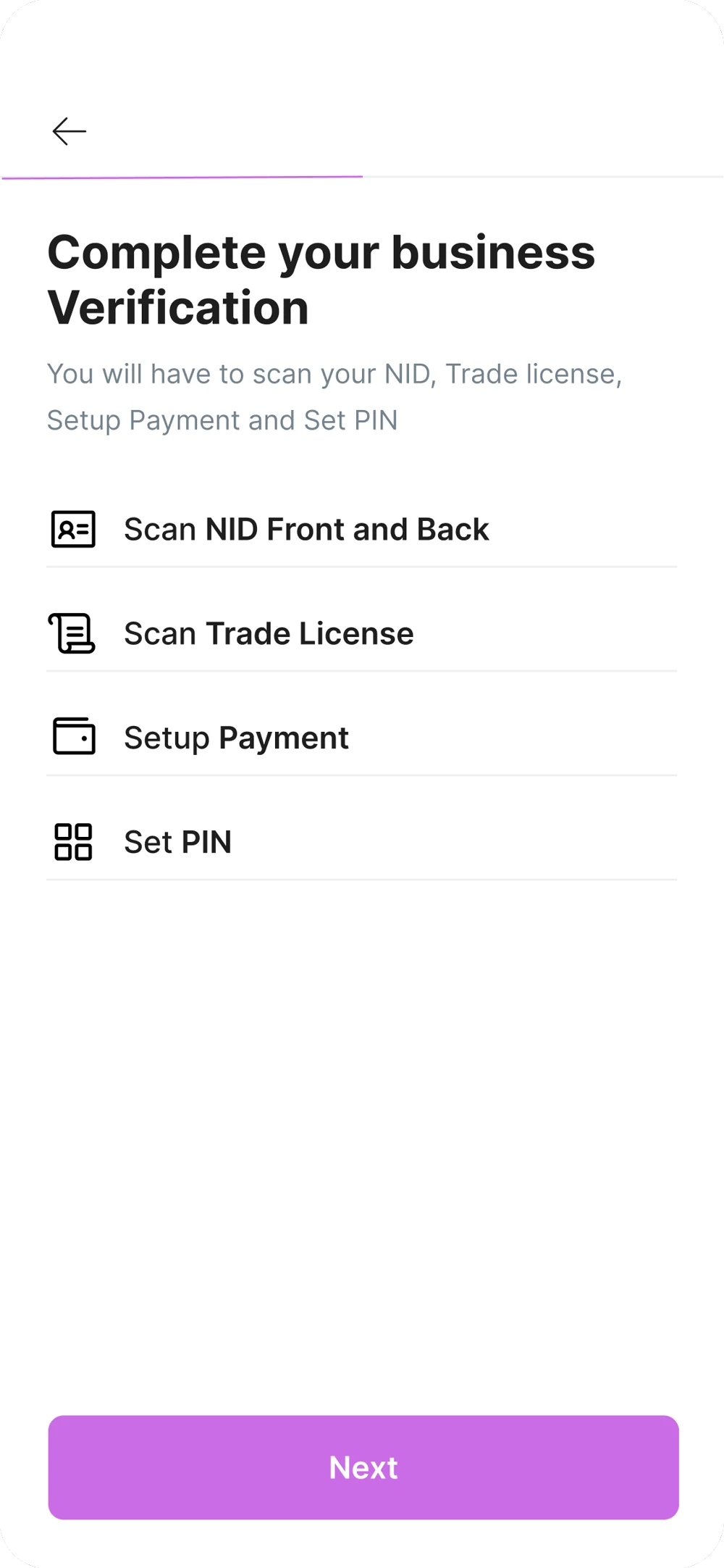 Purno business verification checklist
