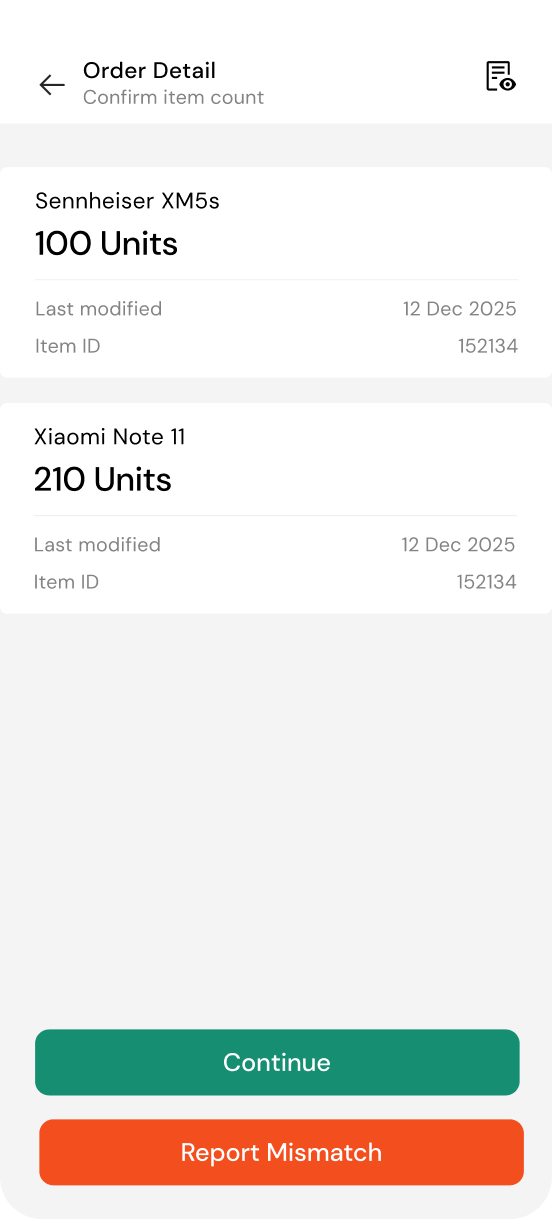 Jayga item count confirmation on mobile