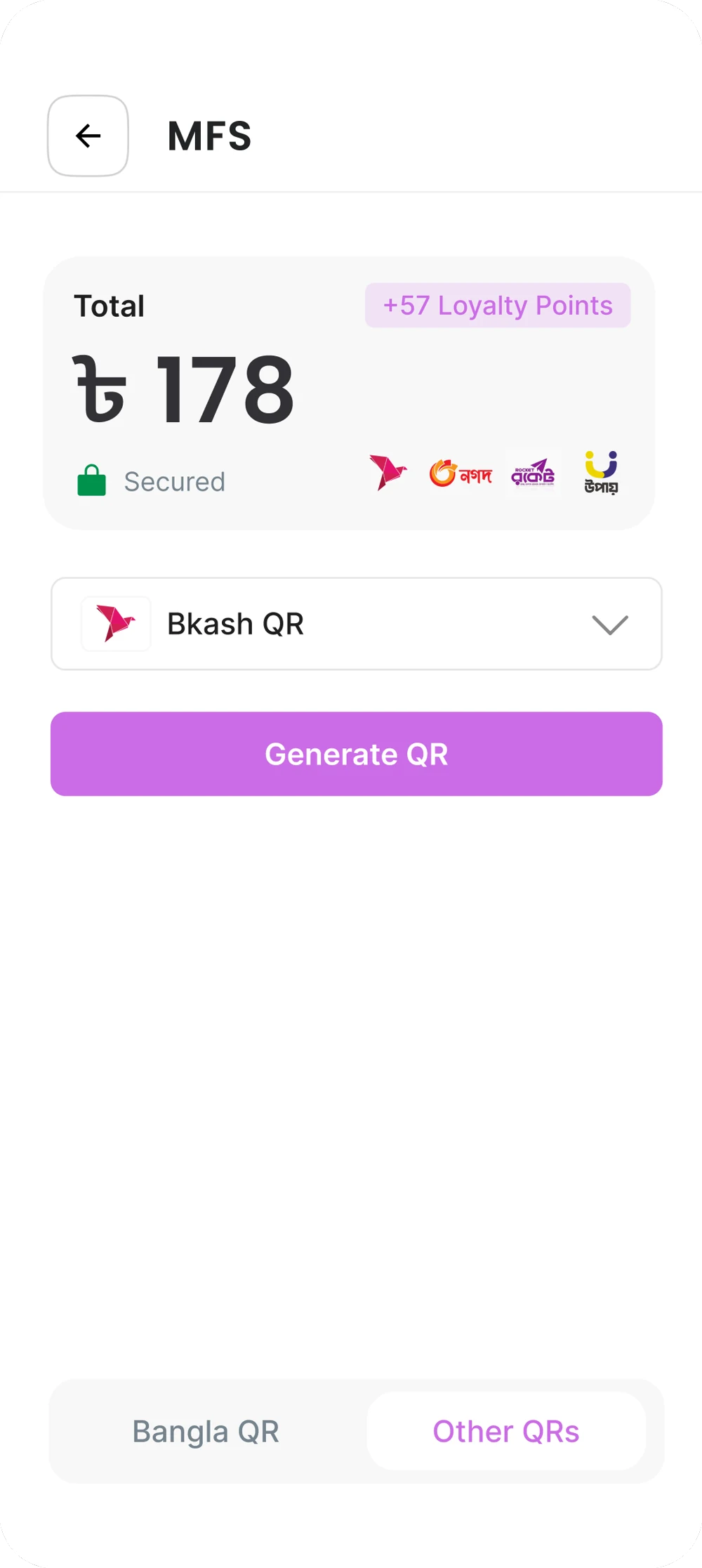 Purno MFS provider picker