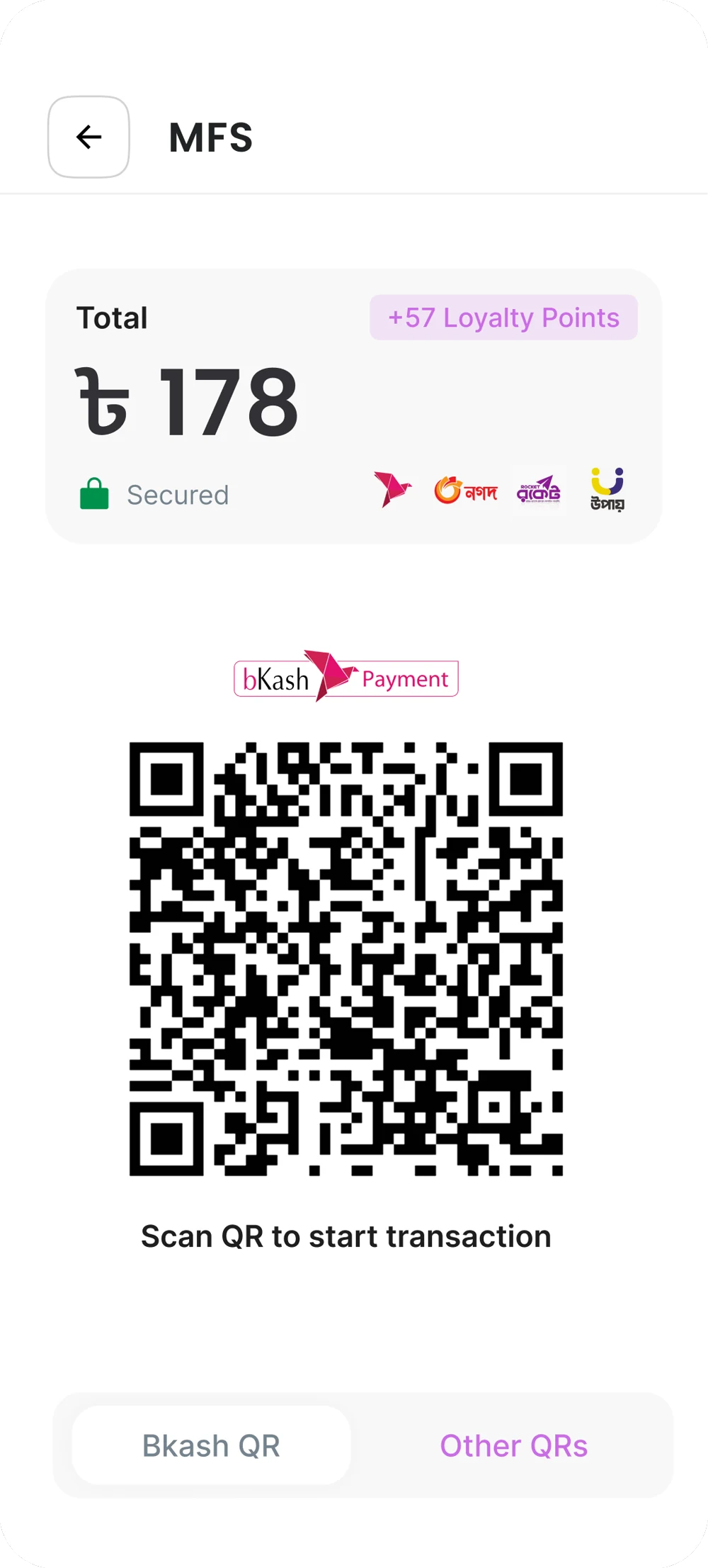 Purno generated bKash payment QR
