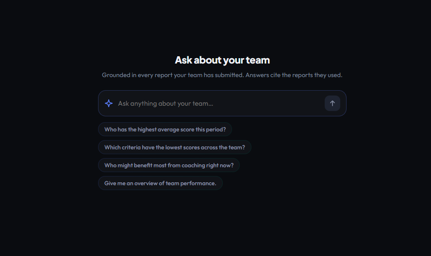 Ask Zevian empty state with suggested questions